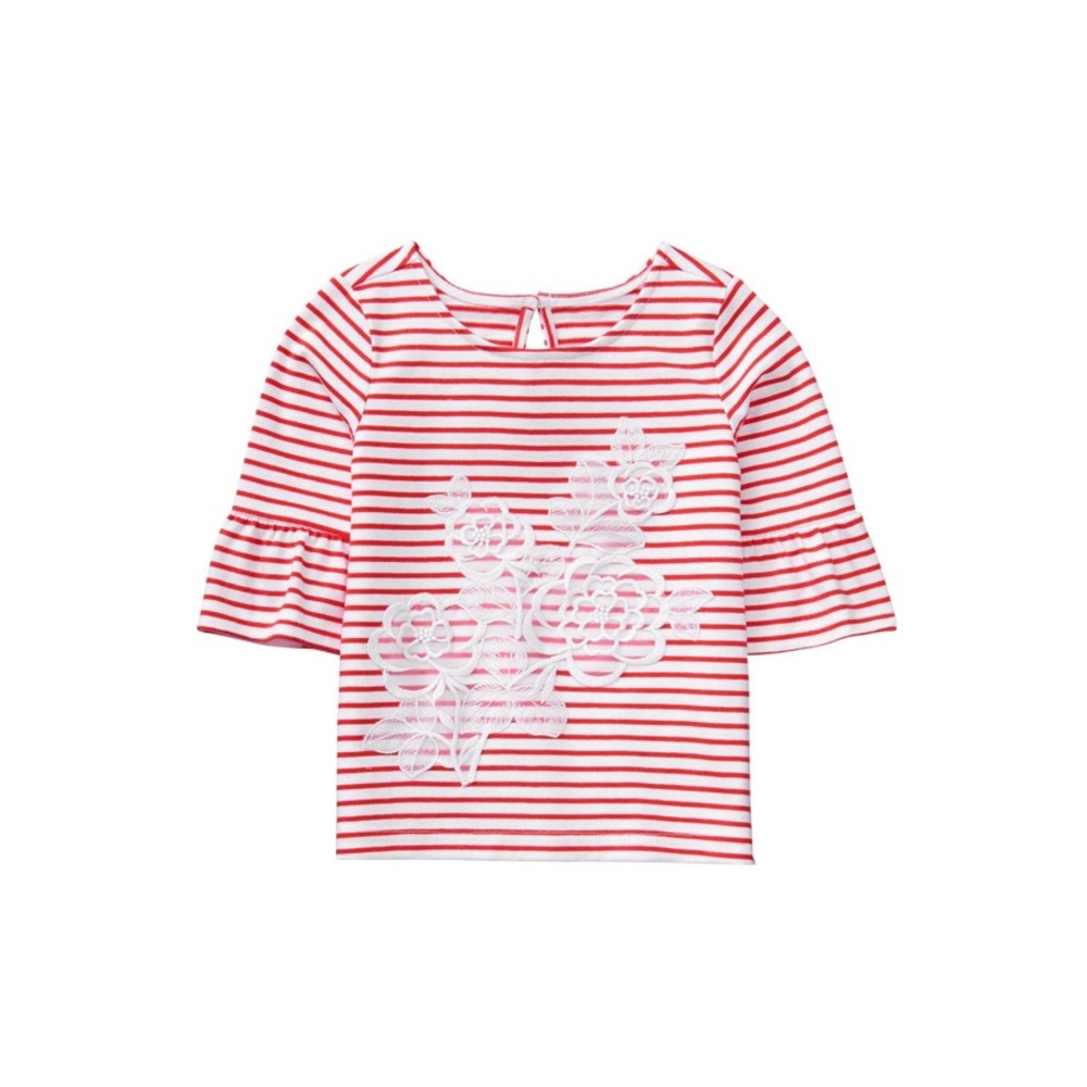 STRIPED RUFFLE SLEEVE TOP